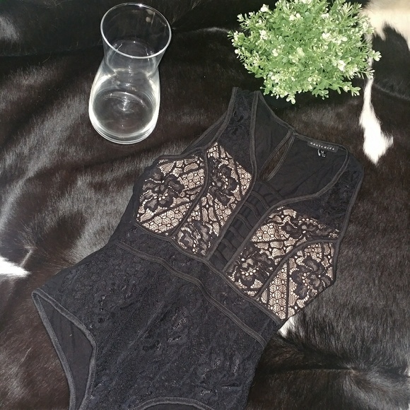 haute monde Other - {Haute Monde} black lace mesh snap bodysuit